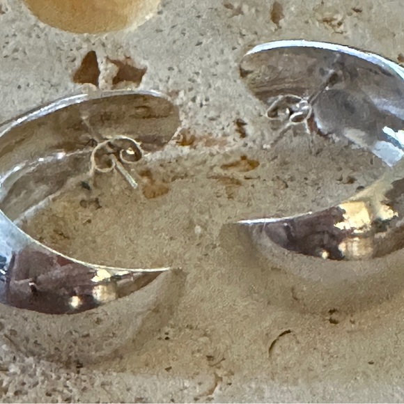 Vintage Heavy Mexico 925 Sterling Silver Earrings Boho 1.5” - Picture 2 of 12